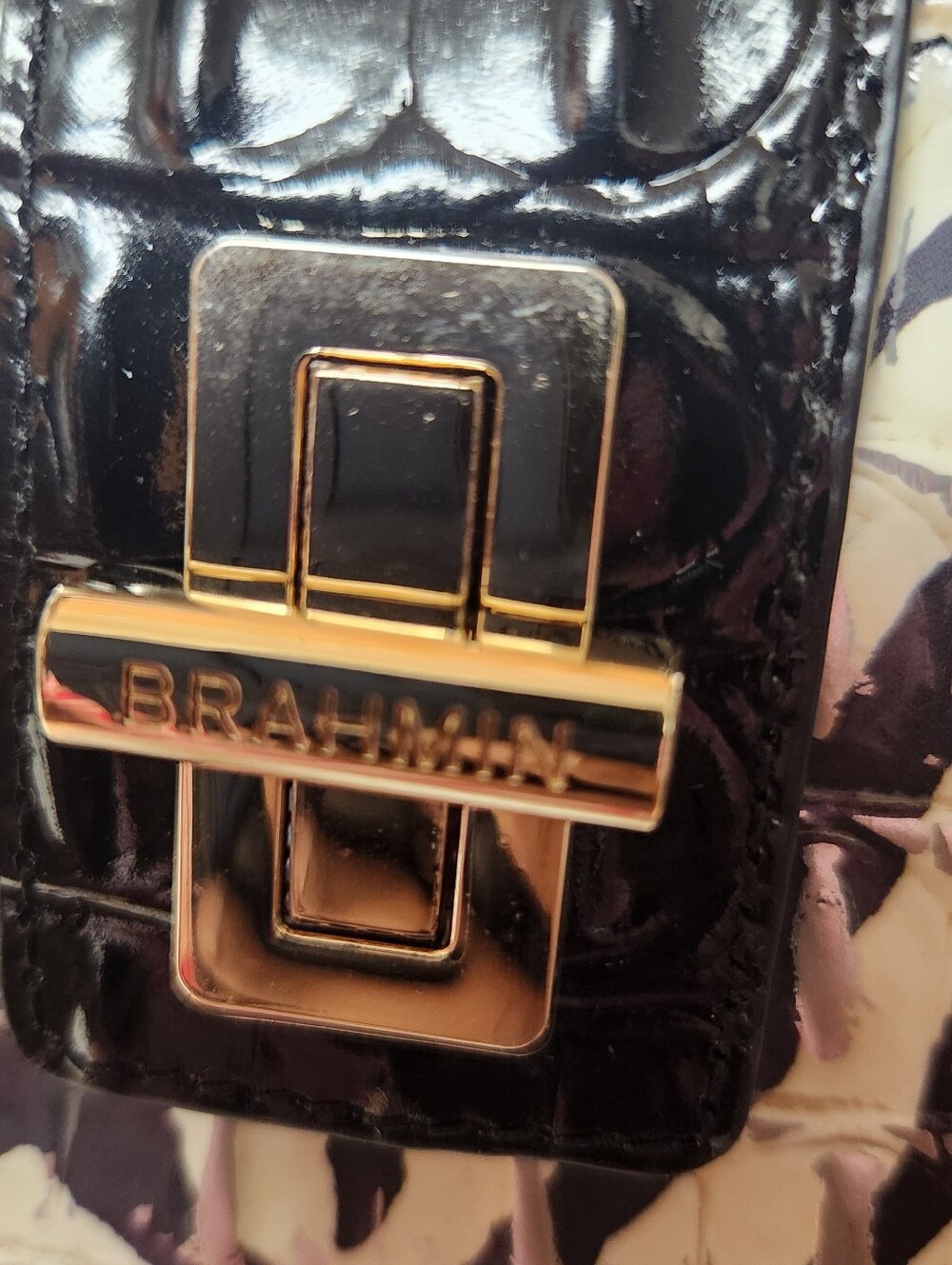 Brahmin Black & White Zebra-Print Patent Shoulder Bag- Fallon - Picture 7 of 11